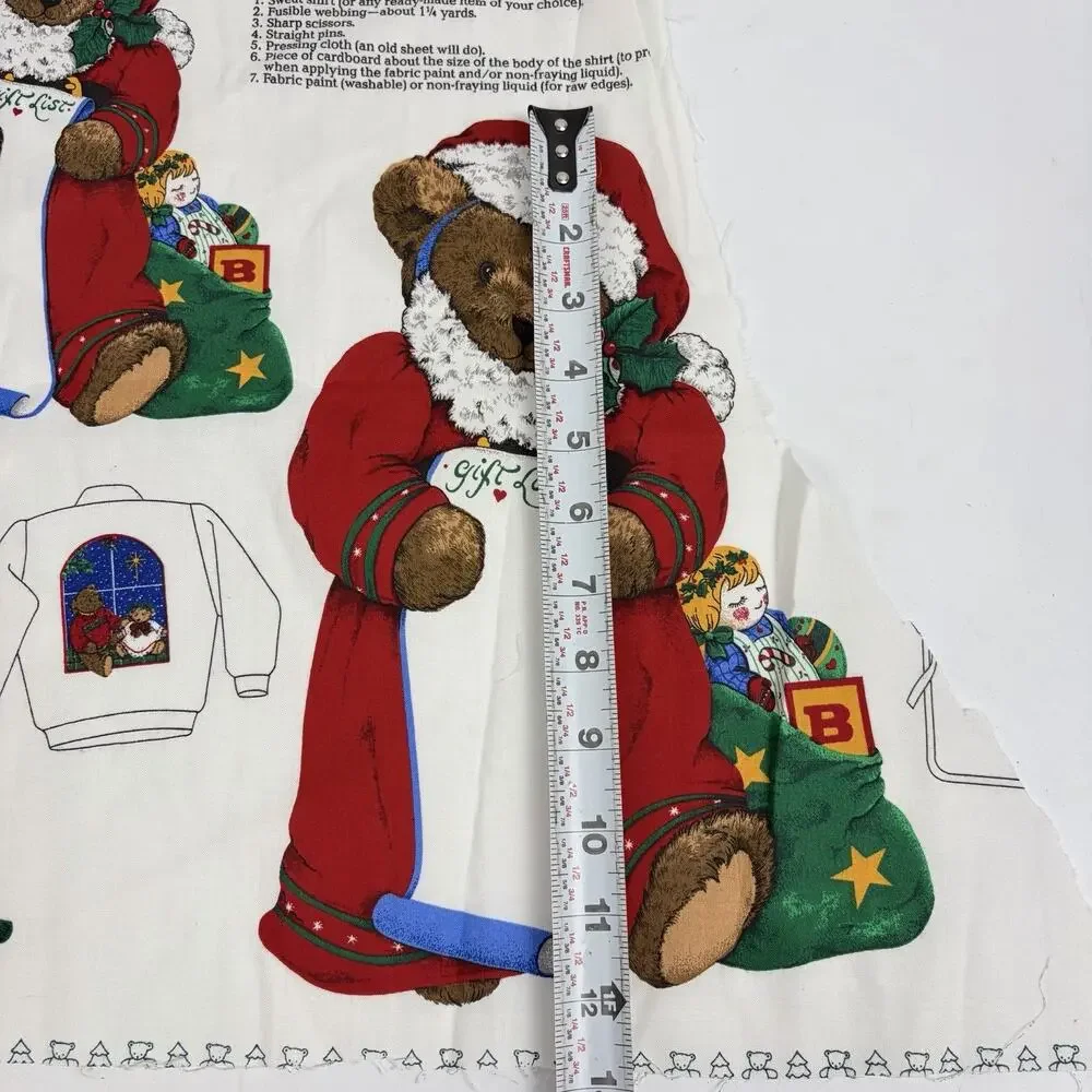 VIP Fabric Panel Jingle Bell Bear Appliqués Cranston Christmas Cotton Vintage